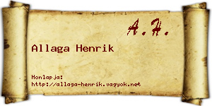Allaga Henrik névjegykártya